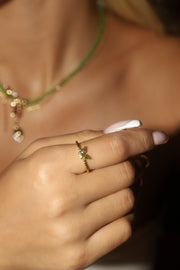 14K Real Gold Plated Emerald Butterfly Ring