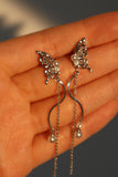 Diamonds Butterfly Pearls Dangle Earrings