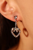 Platinum Plated Blue Gem Heart Bowknot Earrings