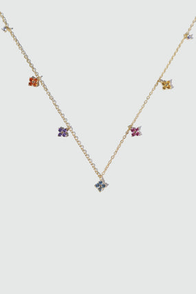 18K Gold Vermeil Color Gem Lucky Leaf Necklace