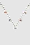 18K Gold Vermeil Color Gem Lucky Leaf Necklace