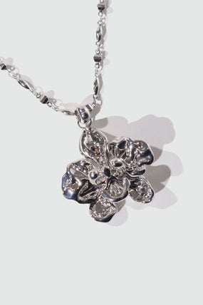 Platinum Plated Orchid Necklace
