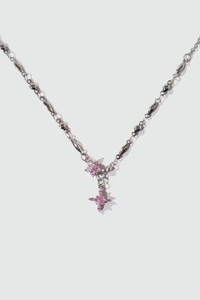 Platinum Plated Pink Diamond Cross Necklace