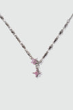 Platinum Plated Pink Diamond Cross Necklace