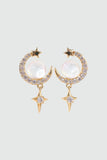 14K Real Gold Plated  Moonstone Moon Star Dangle Earrings