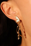 18K Real Gold Plated Butterfly Pearls Dangle Earrings