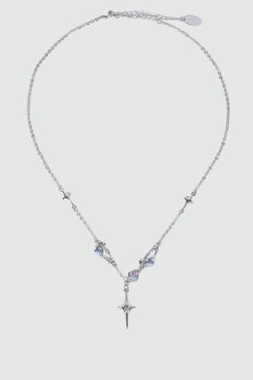 Platinum Plated Moonstones Star Necklace