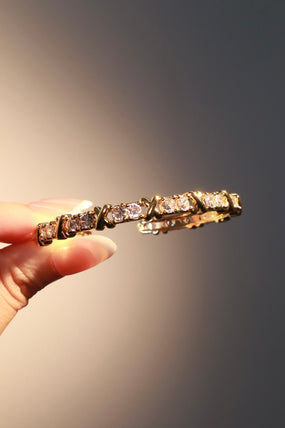 14K Real Gold Plated Diamond Cross Bracelet