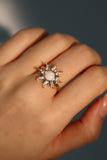 14K Real Gold Plated White Opal Sun Ring