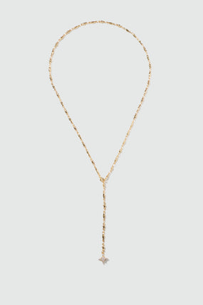 18K Real Gold Plated Diamond Cross Lariat Long Necklace