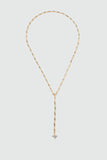 18K Real Gold Plated Diamond Cross Lariat Long Necklace