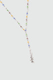 Platinum Plated Color Gem Rose Lariat Long Necklace
