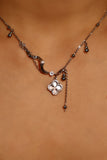 Platinum Plated Lucky Leaf Shell Pearls Spiral Necklace