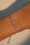 14K Real Gold Plated Diamond Lucky Leaf Bracelet