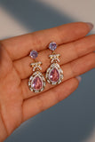 14K Real Gold Plated Purple Gem Bowknot Earrings