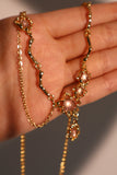 18K Real Gold Plated Pink Lavender Gem Dangle Necklace