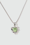 Platinum Plated Diamond Green Gem Heart Necklace
