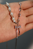 Pearl Bow Diamond Necklace