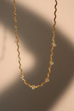 18K Real Gold Plated Diamond Wave Necklace