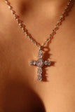 Stainless Steel Diamond Cross Necklace