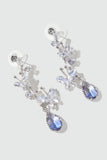 Platinum Plated Diamond Butterfly Blue Drop Earrings