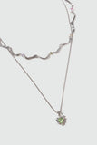 Platinum Plated Color Gems Waves Layer Necklace