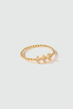 18K Gold Vermeil Multi Diamond Lucky Leaf Ring