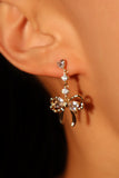 14K Real Gold Plated Diamond Bowknot Heart Earrings