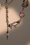 Platinum Plated Purple Glitter Gem Star Necklace