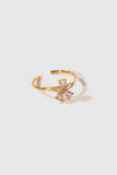 18K Real Gold Plated Diamond Flowers Ring