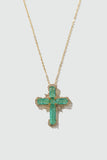 Gold Plated Green Cross Necklace