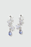 Platinum Plated Diamond Butterfly Blue Drop Earrings