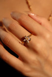18K Real Gold Plated Diamond Flowers Ring