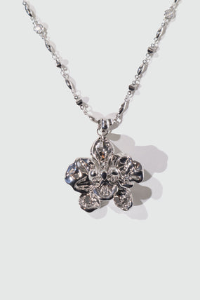 Platinum Plated Orchid Necklace