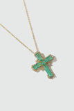 Gold Plated Green Cross Necklace