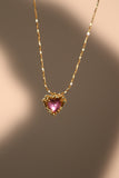 18K Real Gold Plated Purple Opal Heart Necklace