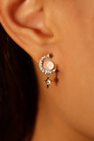 14K Real Gold Plated  Moonstone Moon Star Dangle Earrings
