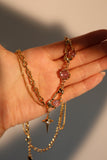 18K Real Gold Plated Purple Glitter Gem Star Necklace