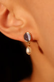 14K Real Gold Plated Blue Opal Pearl Earrings