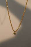 18K Real Gold Plated Green Gem Shimmer Necklace