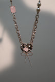 Pink Heart Bow Necklace