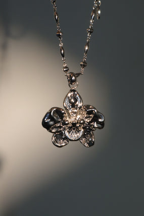 Platinum Plated Orchid Necklace