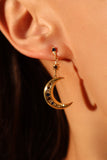 18K Gold Vermeil Moon Star Color Gem Earrings