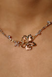 18K Real Gold Plated Butterfly Pink Flower Necklace