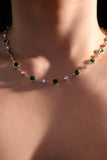 18K Real Gold Plated Multi Green Gems Necklace