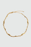 18K Gold Stainless Steel Wave Textured Necklace