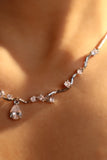 Platinum Plated Diamond Spiral Drop Necklace