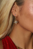 18K Gold Vermeil Moon Star Color Gem Earrings