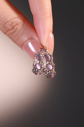 Platinum Plated Pink Opal Hoop Earrings