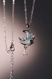 Blue Moonstone Rose Moon Necklace